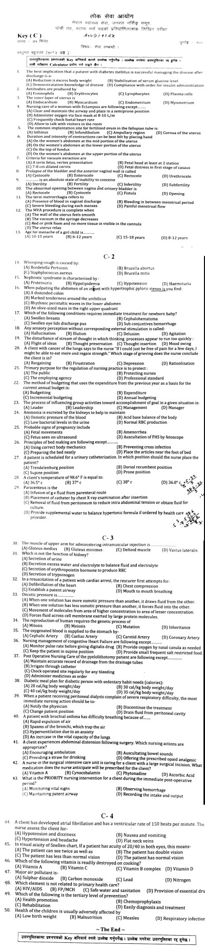 Staff Nurse 1st Paper - 2073-1-25